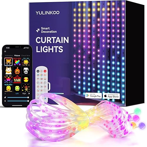 Luces LED inteligentes para cortina, 400 luces LED RGB+IC que cambian de color, 3.3 x 3.3 pies, patrón dinámico para interiores, tira de luces LED,