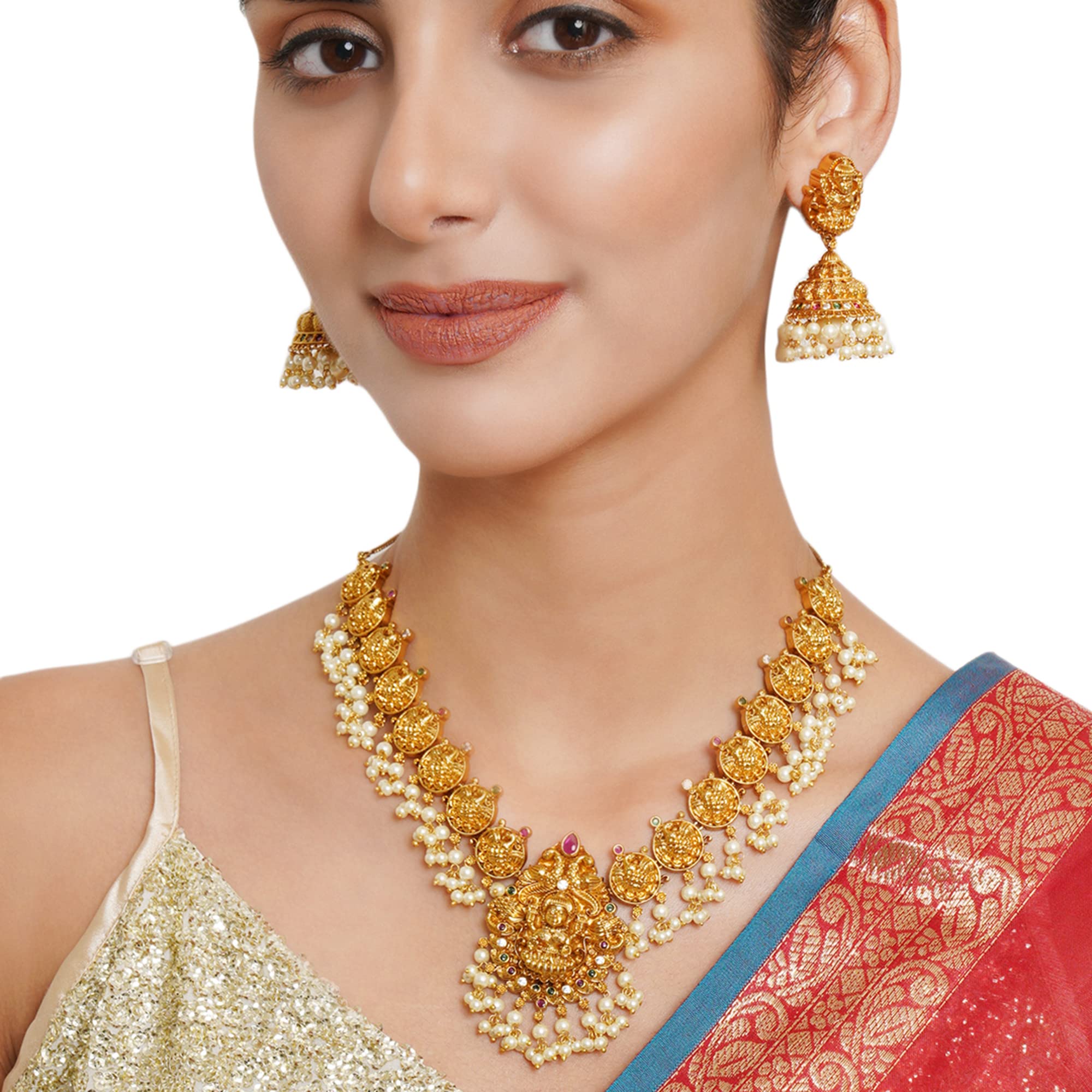 Opulence Goddess Lakshmi Faux Pearls Jewellery Set