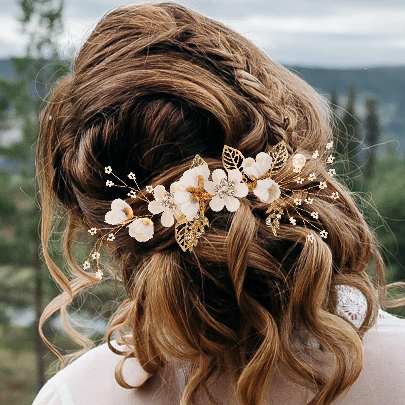 Healvian 1 Set Haarkamm-clips für Die Hochzeit, Florale Brauthaaraccessoires, Grüner Strass-haarschmuck aus Legierung für Brautjungfern Und Hochzeitsgäste