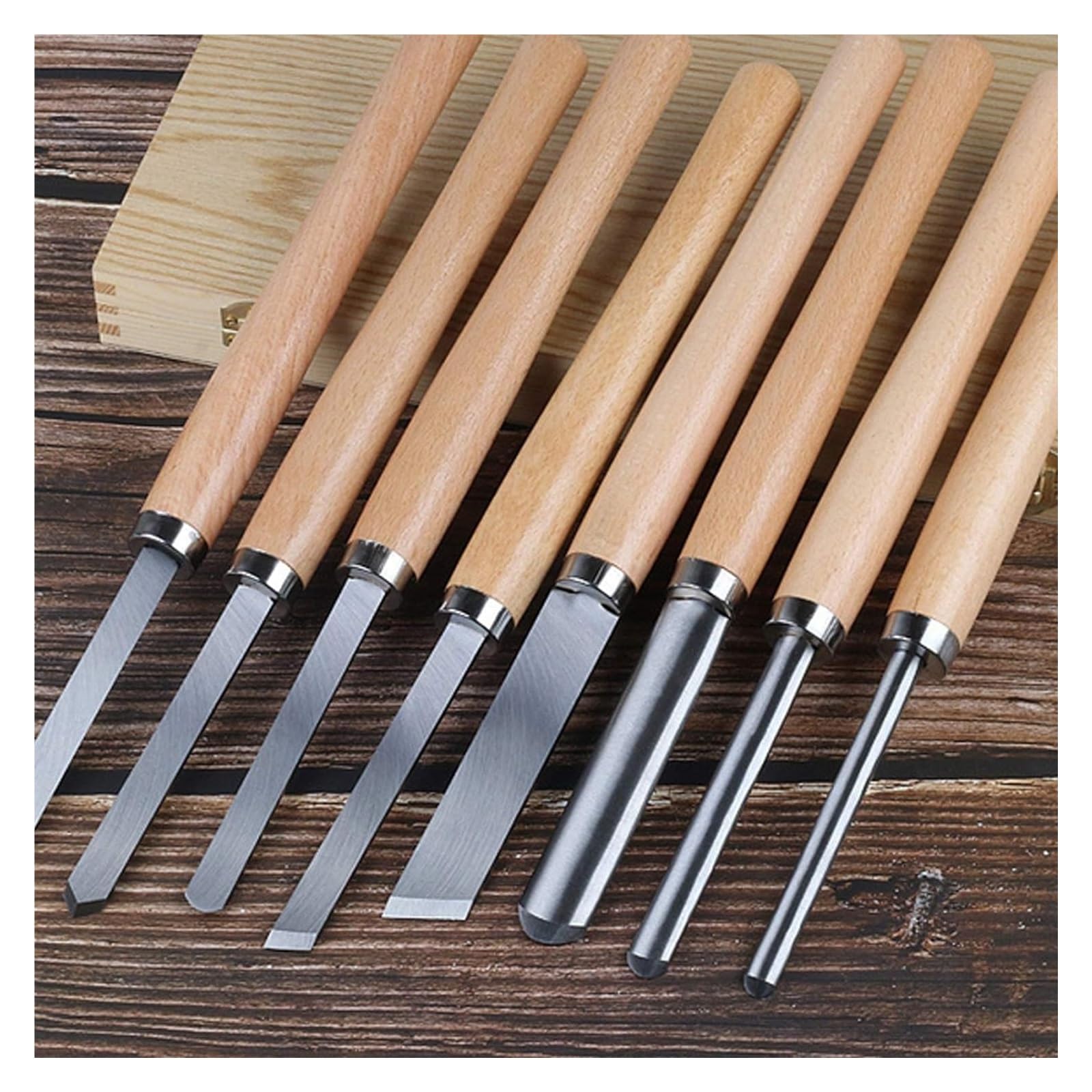 Cinceles para Madera, Juego de 8 cinceles para torneado de Madera, cinceles para Torno de Madera, Kit para Recortar, Afeitar, Hacer jarrones y Cuencos para Artistas