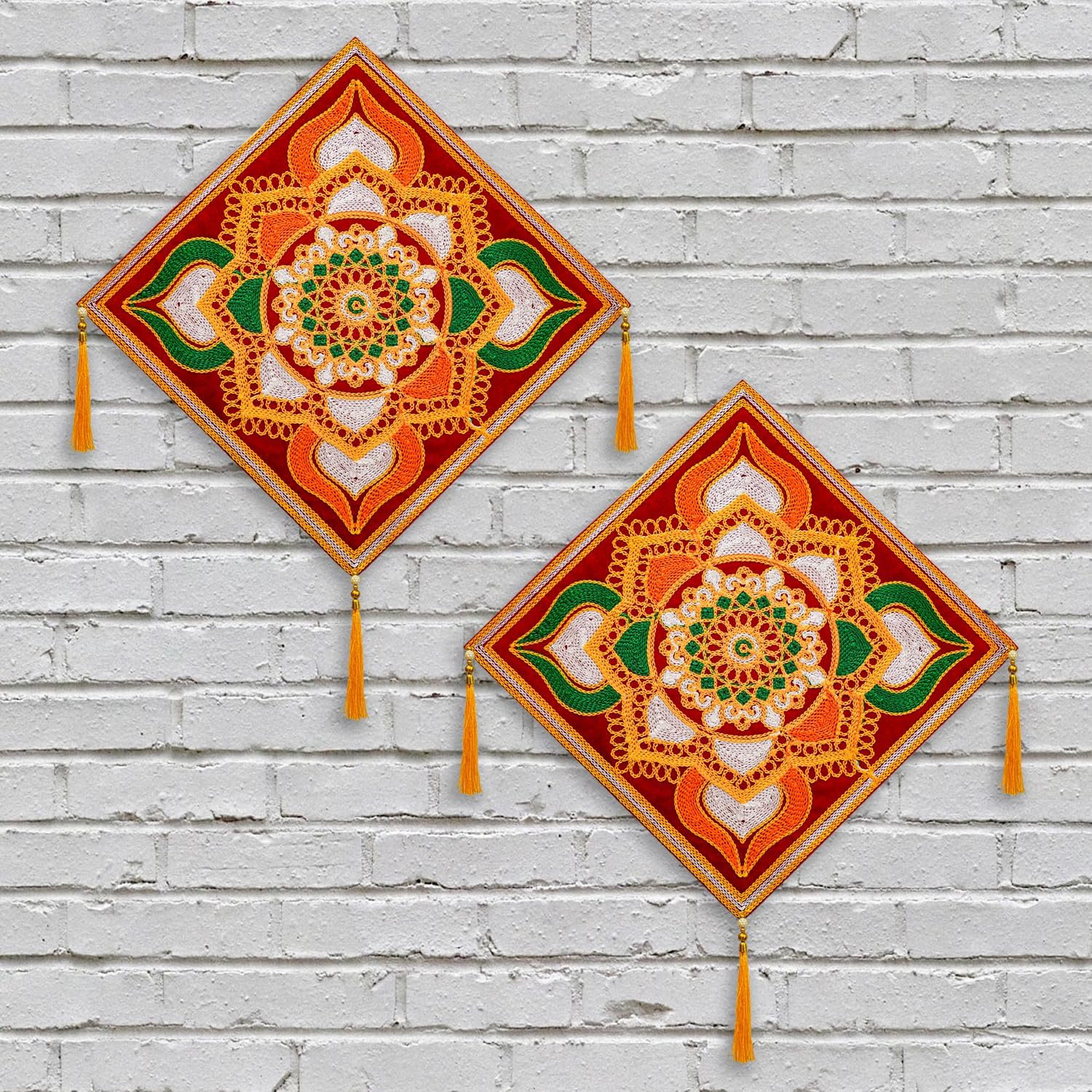 Wall Art Gujarat Traditional Hand Embroidery Wall Hanging Tapestry Decor for Home Decoration | Tarpariya | Todla | 2 pcs-image-34