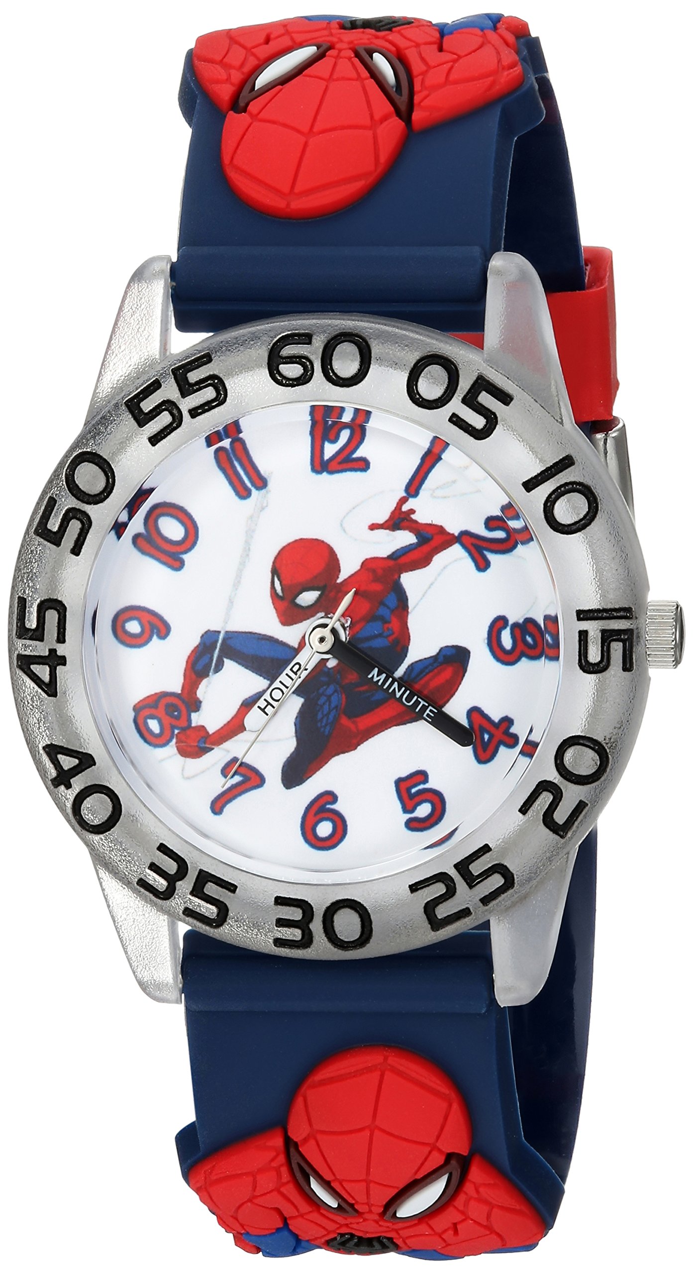 Marvel Spiderman Watch for Kids - Spiderman Watch Boys - Spider-Man Watches for Boys 4-6 - Kids Toys - - Marvel Toddler - Teen - Red Bezel - Multicolor Nylon Strap