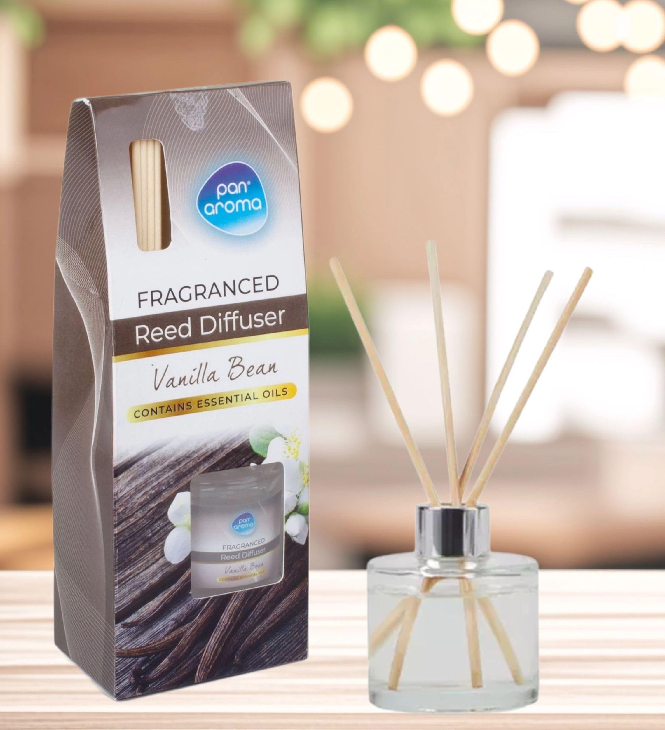Vanilla Bean Scented Reed Diffuser Home Fragrance With Essential Oil 30ml Bottle