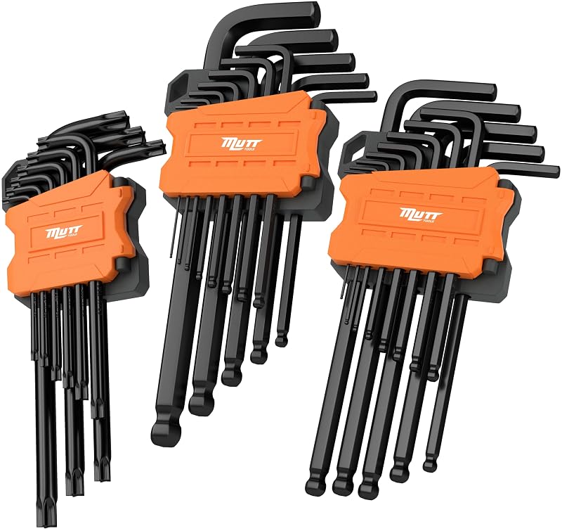 Conjunto de Chaves Allen 35 Peças SAE e Métricas com Ponta Esférica e Haste Longa AMERICAN MUTT TOOLS