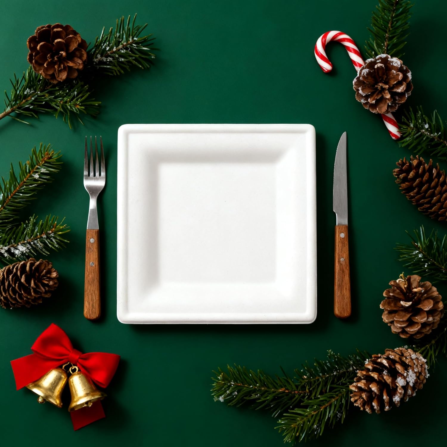 White 10-Inch Square Disposable Plates [50-Pack] - Compostable Heavy Duty Sugarcane Plates, Biodegradable Eco-Friendly Dinner Plates for Party - Image 8