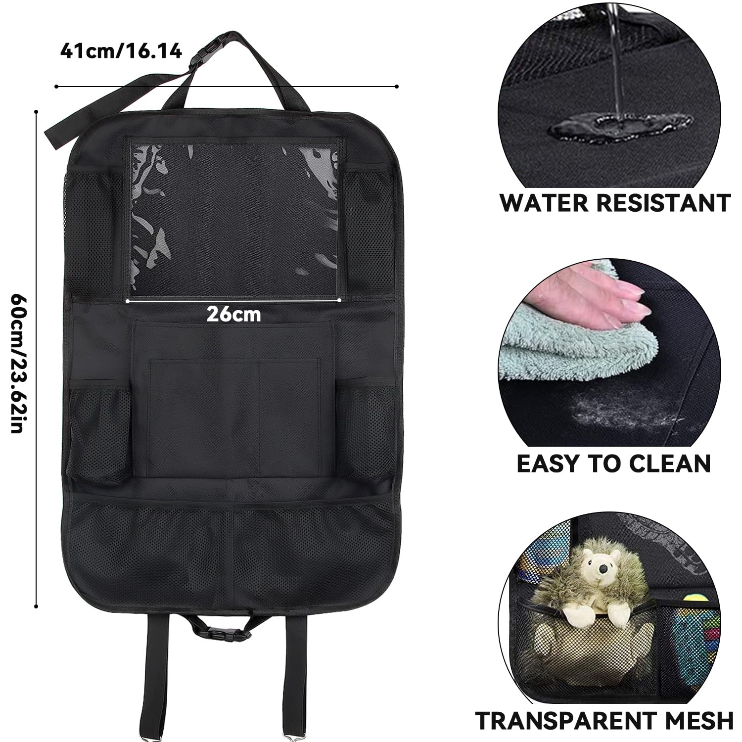 2 x car backrest protection bag, car seat organiser, car organiser for children and pets, waterproof, children's toy storage bags, anti-kick car seat protection, 600D polyester, with bag 2 x car backrest protection bag, car seat organiser, car organiser for children and pets, waterproof, children's toy storage bags, anti-kick car seat protection, 600D polyester, with bag
