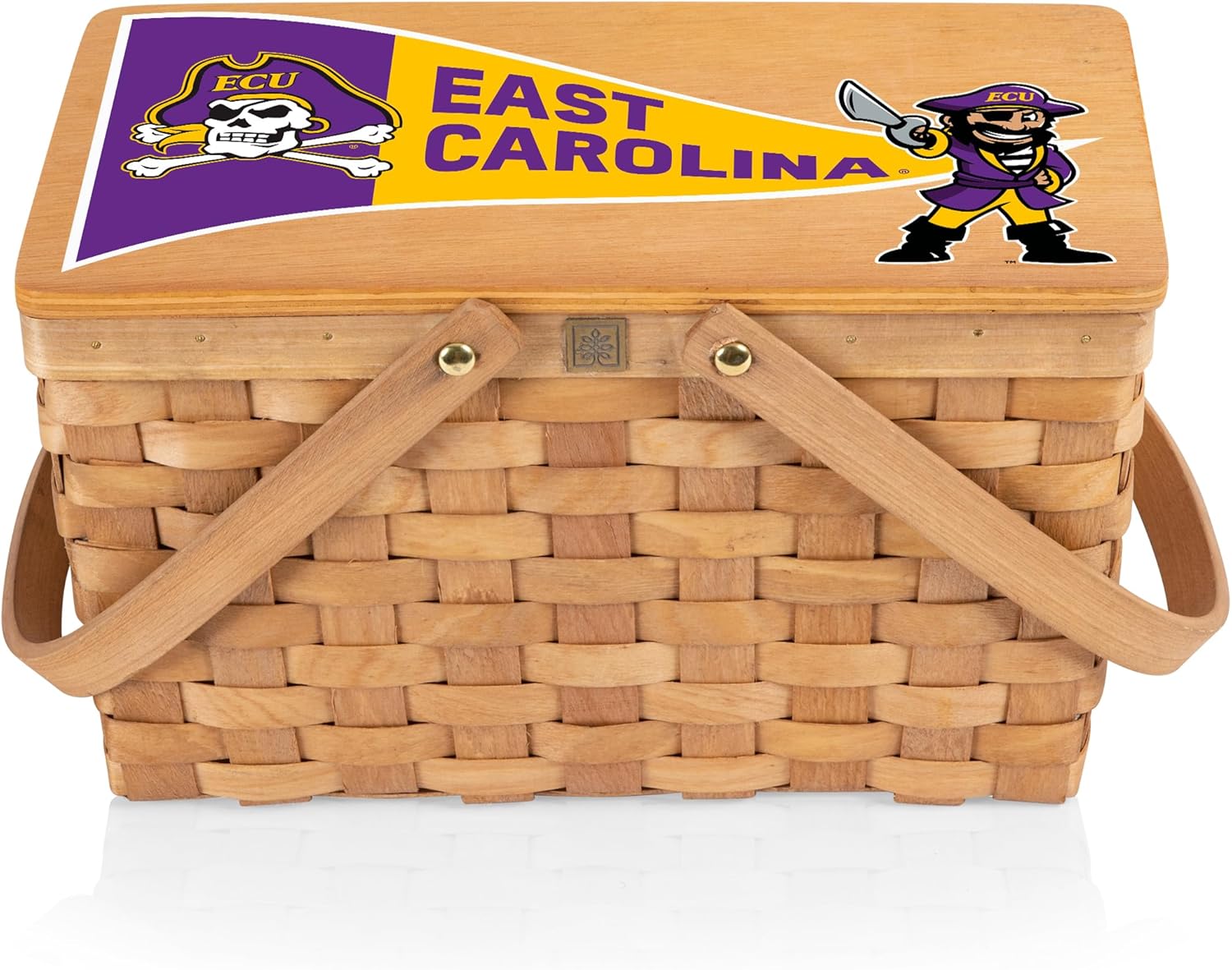 PICNIC TIME NCAA East Carolina Pirates Poppy Personal Picnic Basket, Insulated Lunch Bag, Retro Lunch Box, (Beige)