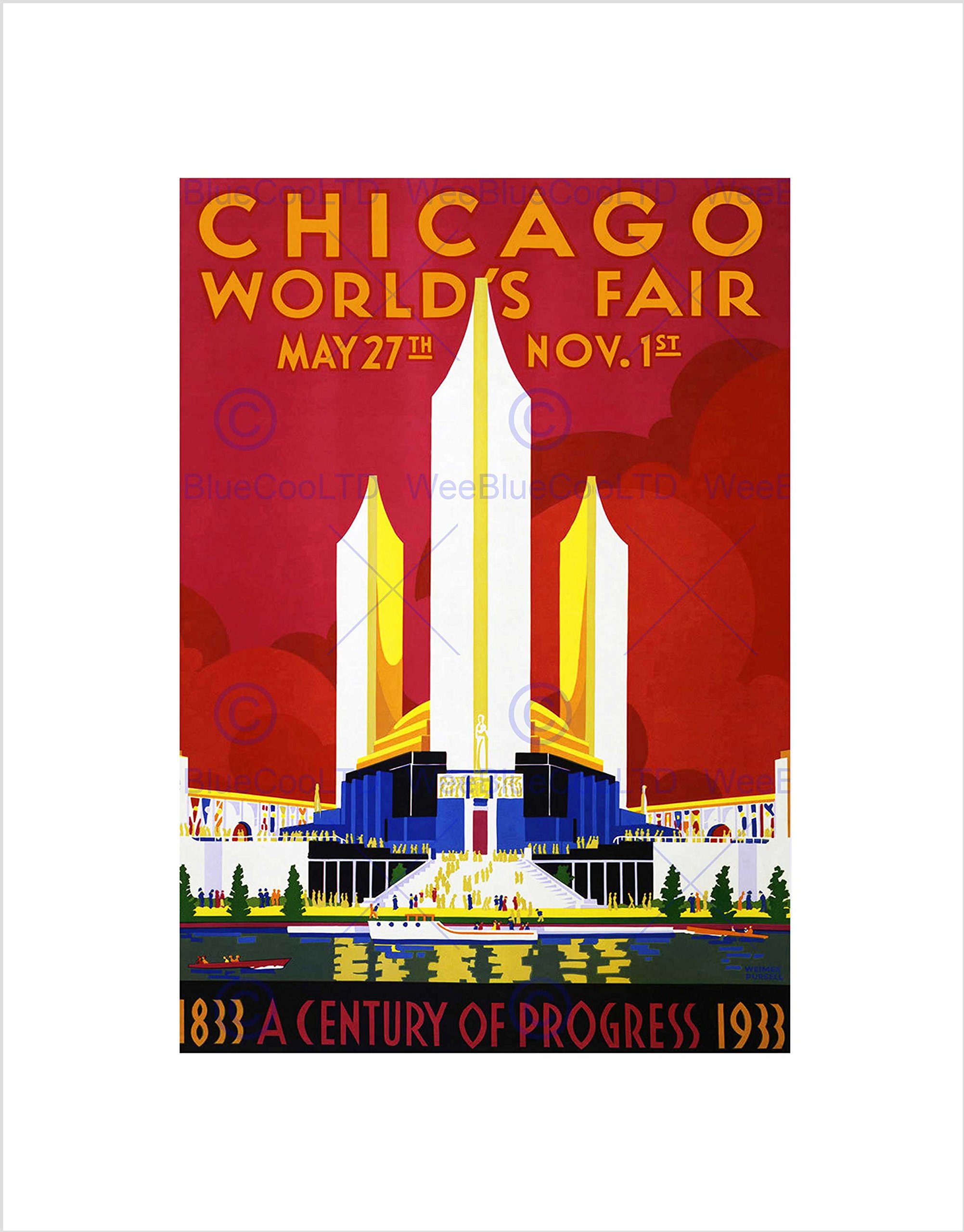 Wee Blue Coo Cultural World Fair Chicago 1933 Centennial Wall Art Print