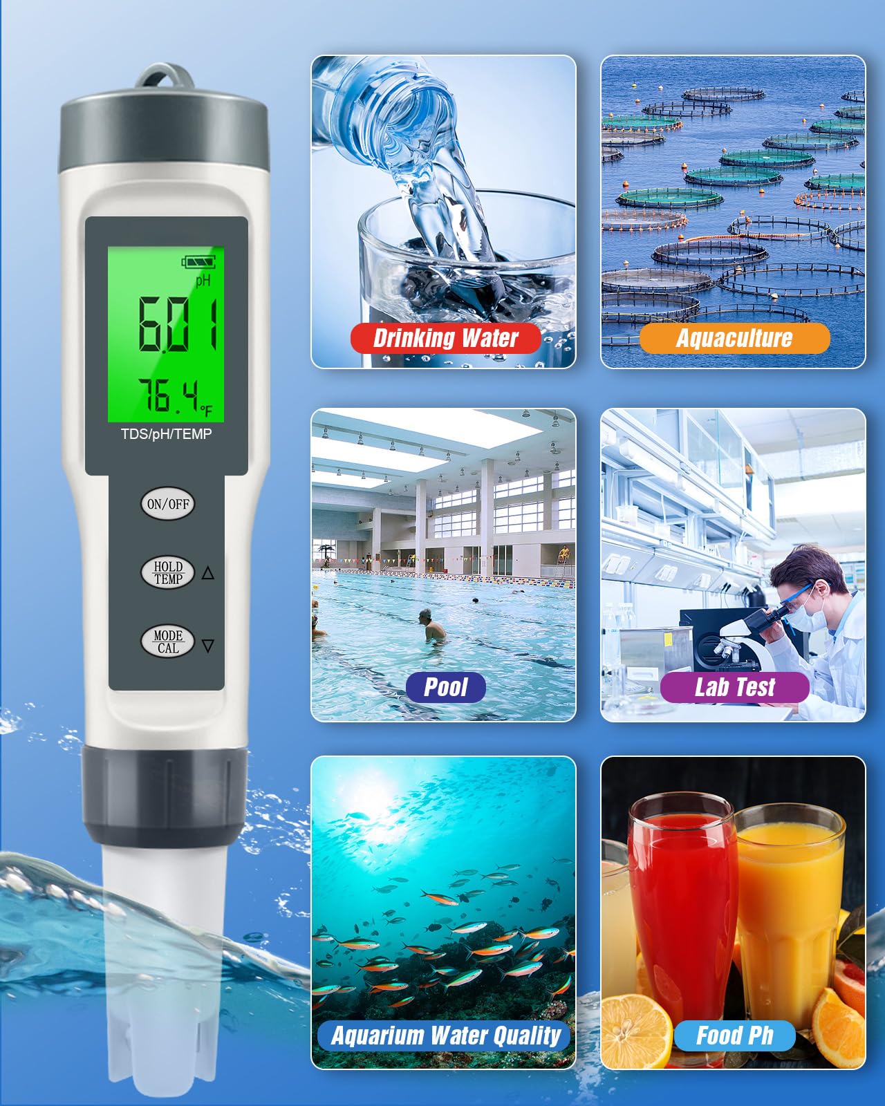 Digital pH Meter - TDS & Temperature Tester -6 Digital pH Meter - TDS & Temperature Tester -6