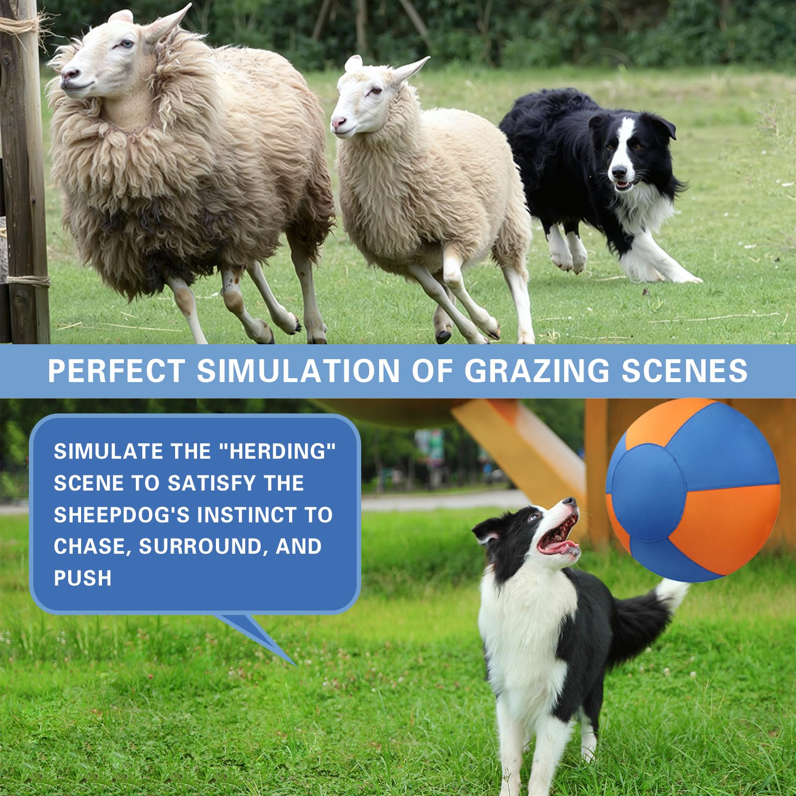 Pelota de pastoreo para perros, pelota alegre duradera e impermeable de 18 pulgadas para perros, juguete de entrenamiento para perros para razas medianas y grandes, juguetes para perros