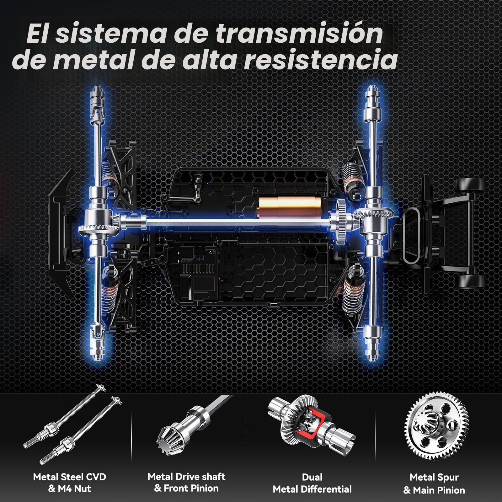 Coche Teledirigido adulto Brushless 1:14, RC Car 4WD Máximo 70 km/h con Amortiguadores de Aceite, 2 Baterías 2S 1500mah batería de iones de litio, Compatible con 3S, Coche Radiocontrol Alta Velocidad