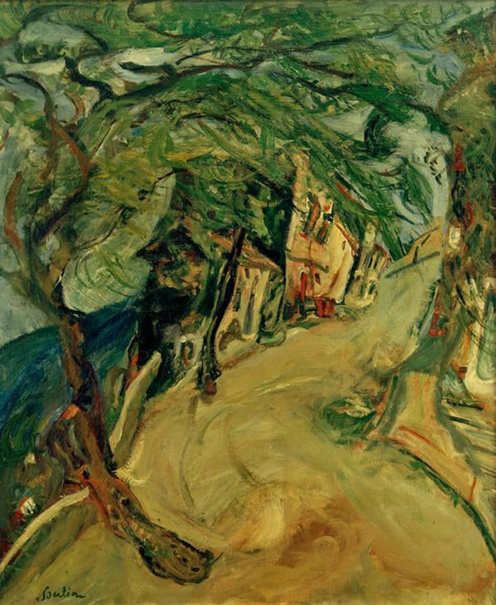 HRJUBWREE Retro Picture Art Painting Wall Poster the Road to the Hill by Chaim Soutine Vintage Art Print for Home Decor 60x90cm