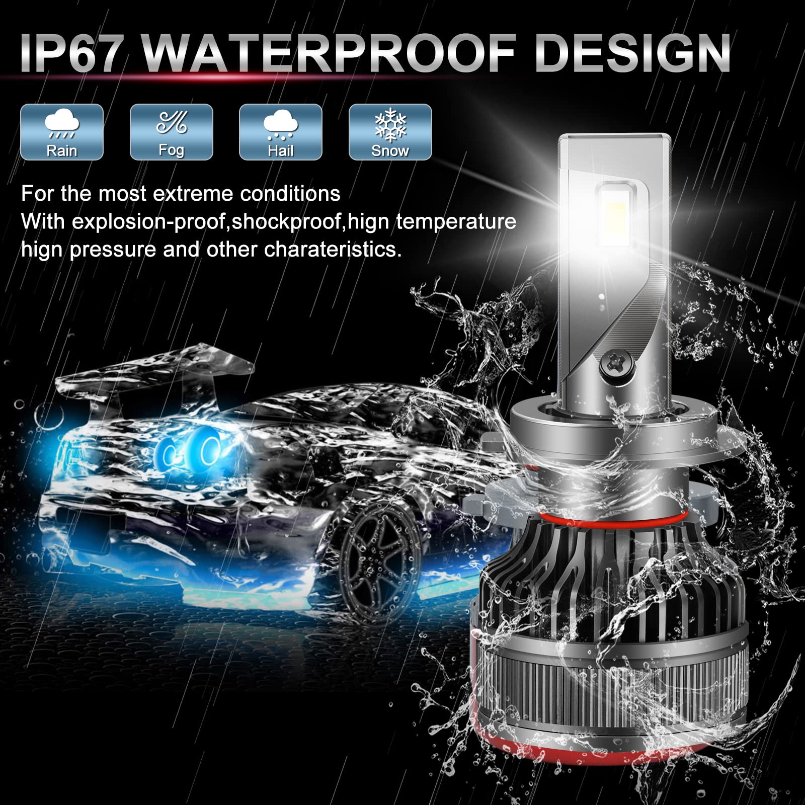 Bombillas LED Para Faros Delanteros, 2 Piezas H7 LED 110W 26000LM Canbus Lámpara Led Para Faros Delanteros Auto Bombillas Antiniebla Para 12V Coches 24V Camión,9012