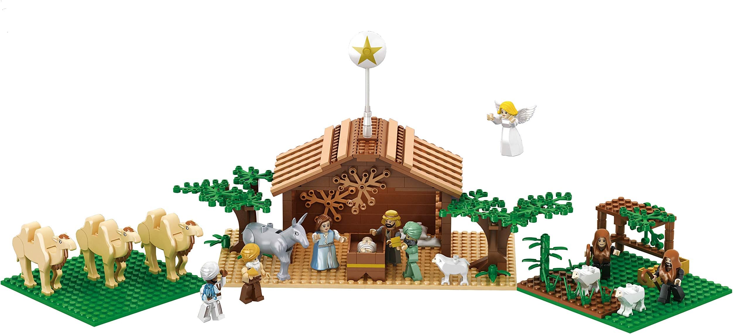 Nativity BricksUltimate Play Set: Large Indoor Scene, 15 Charming Characters, Stable, Trees - Perfect Christmas Decor & Memorable Stocking Stuffer