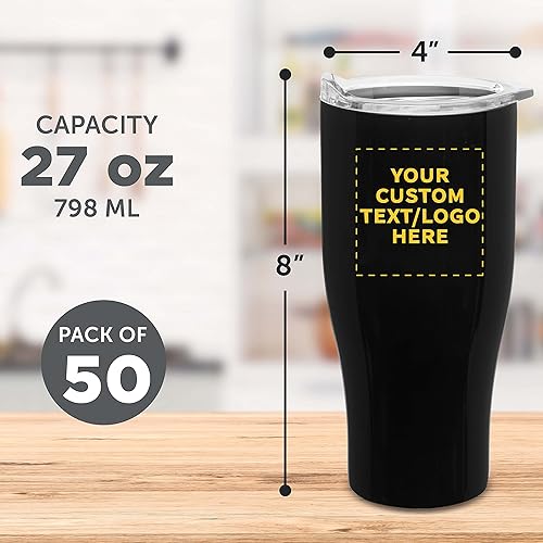 Miniatura 201 de Tazas de viaje personalizadas de acero inoxidable de 27 onzas, juego de 10, paquete personalizado a granel, perfectas para café, refrescos, otras