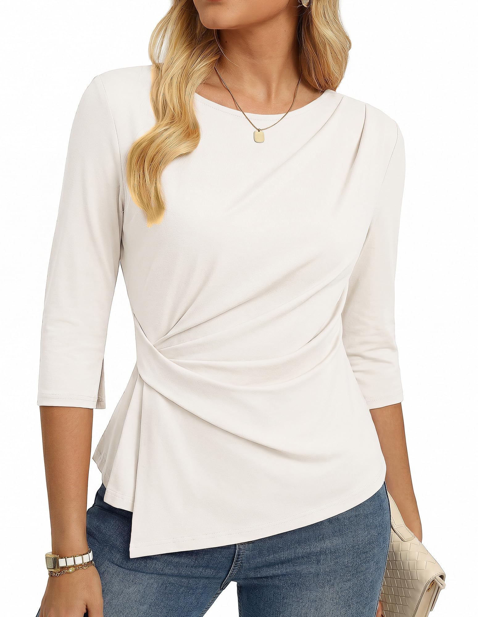 GRACE KARIN Top da donna con maniche a 3/4 camicie asimmetriche Camicette