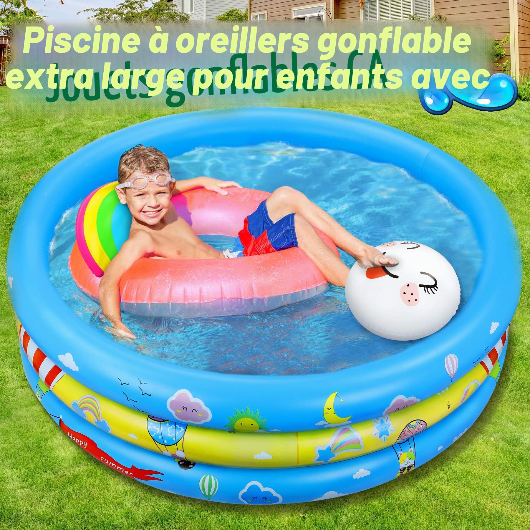Pataugeoire Gonflable avec Jouet de Piscine d'eau Gonflable Arc-en-Ciel, pour Enfants intérieur et extérieur (120 cm * 30 cm)