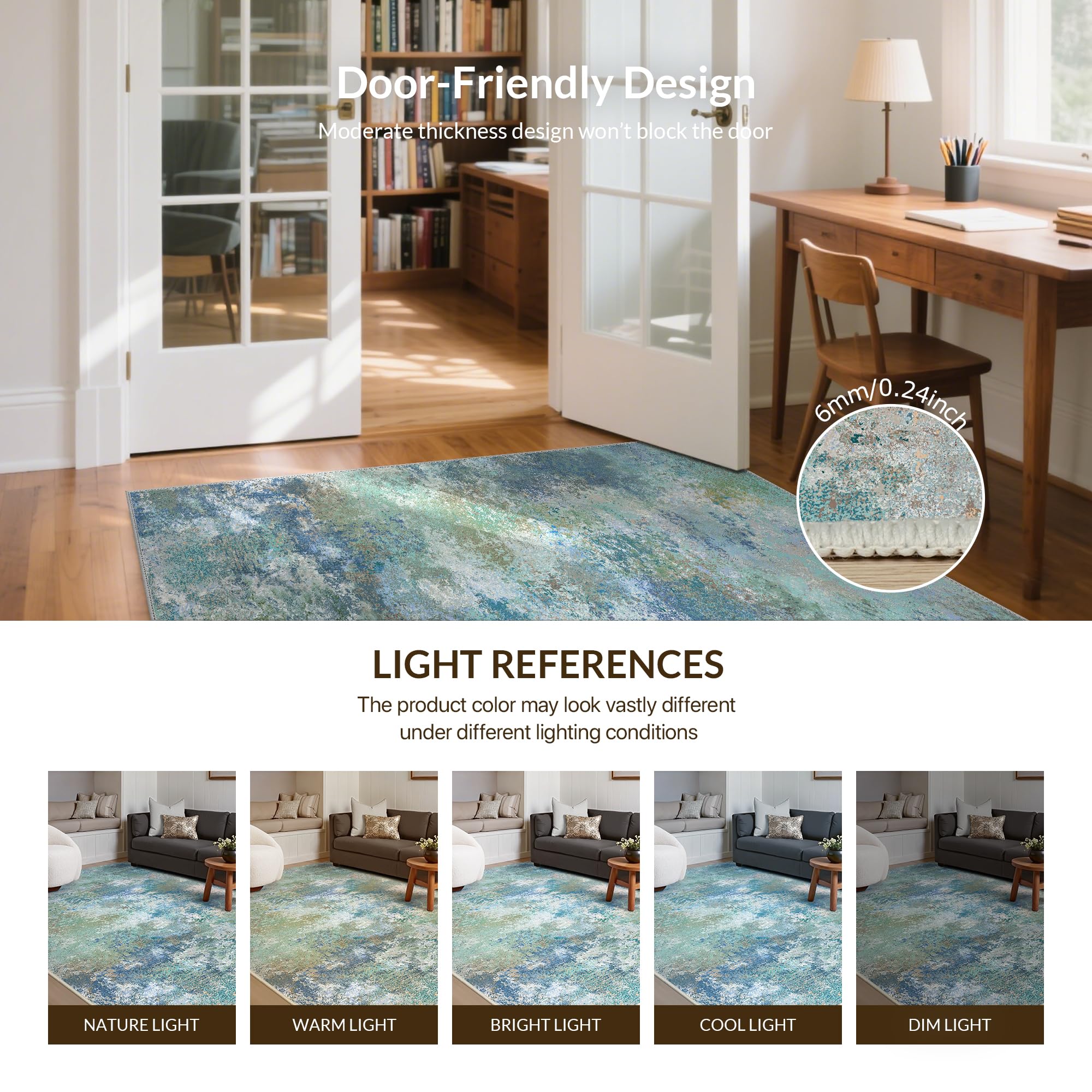 GENIMO Washable Bedroom Runner Rug 80x150cm, Soft Short Pile Non-Slip Carpet Runners, Durable - Image 3