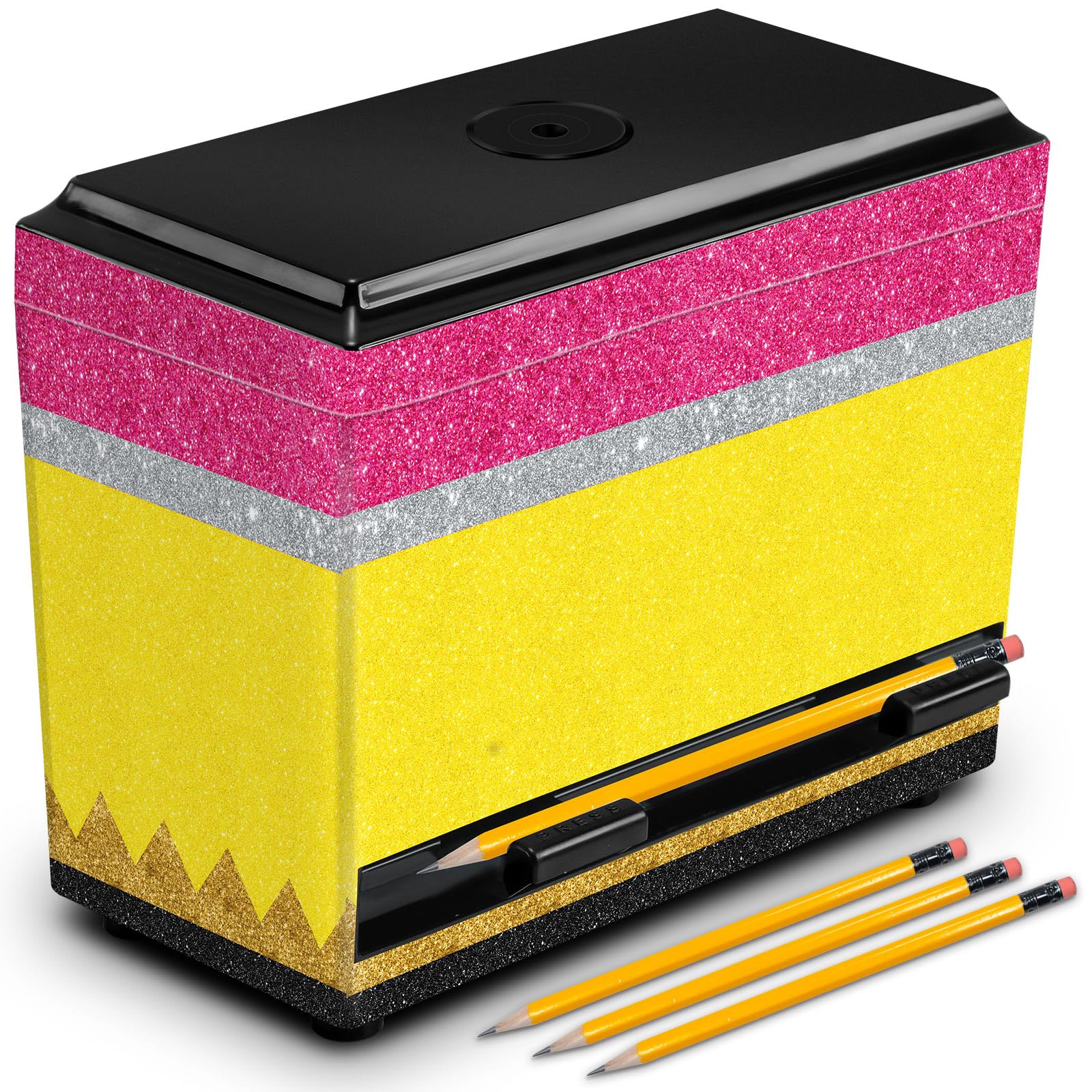 Photo 1 of Briwooody Pencil Dispenser for Classroom Back to School Teacher Must Haves Yellow Pink Girl Classroom Decor Pencil Dispenser with Lid Pen Storage Box Teacher Gift for Middle Preschool Supplies