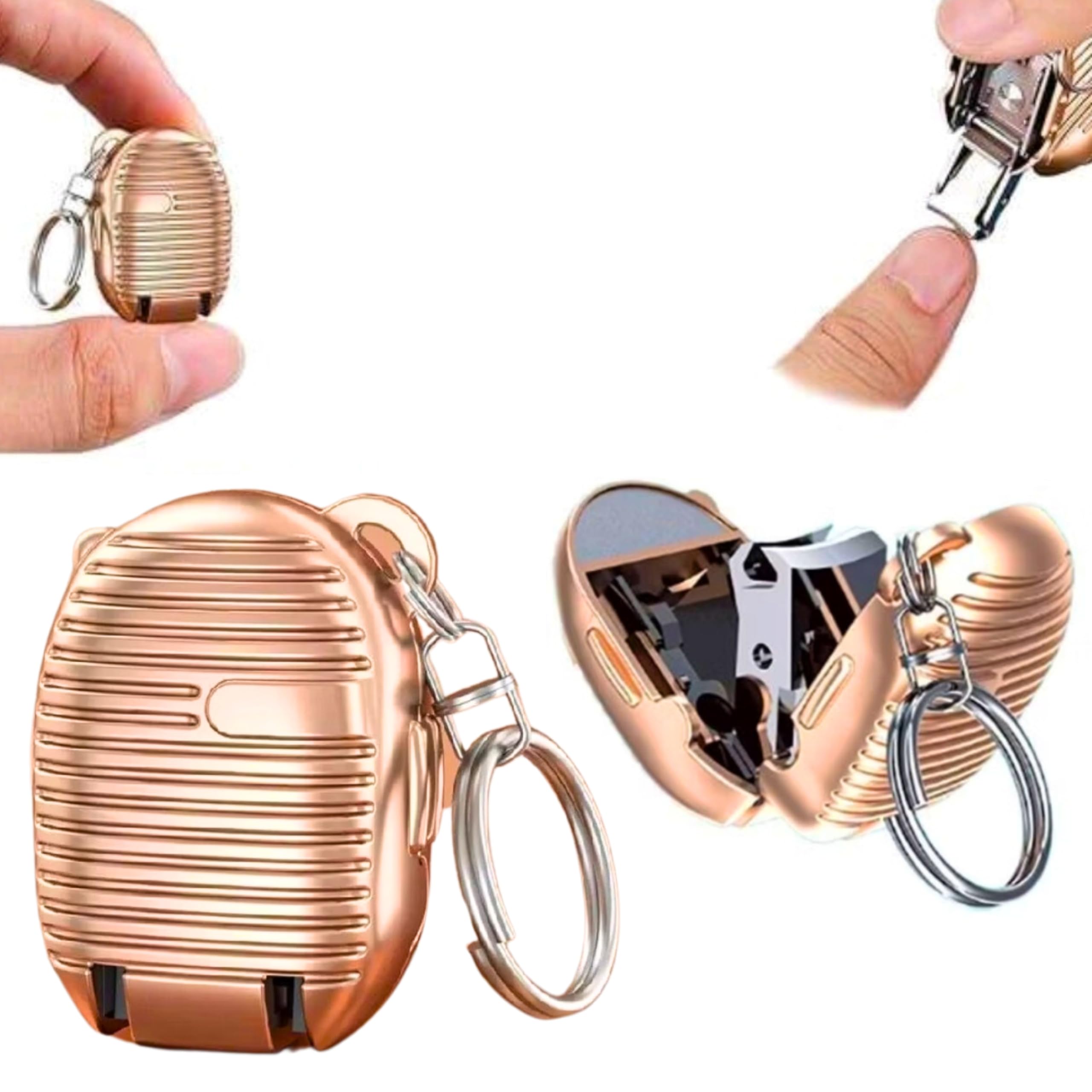 Small Nail Clipper, Mini Nail Clipper Keychain Portable Foldable Bag, Manicure Fingernail Cutter with Keyring, Hand and Foot (Rosegold)
