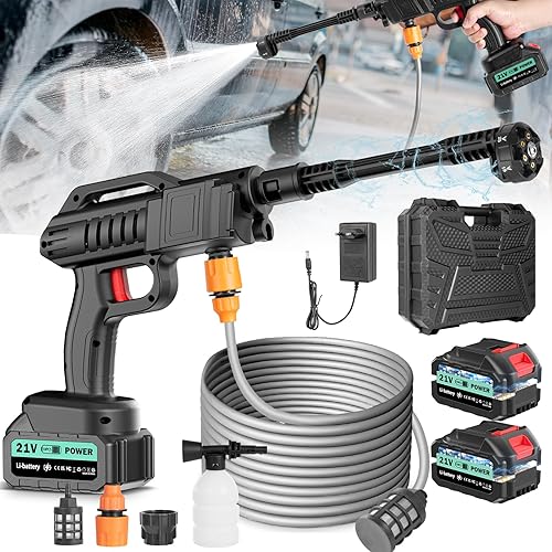 Miniatura 10 de Pistola de lavado a presión inalámbrica, lavadora a presión de batería de 130 bar/1885 PSI, lavadora portátil a presión inalámbrica con boquilla 6