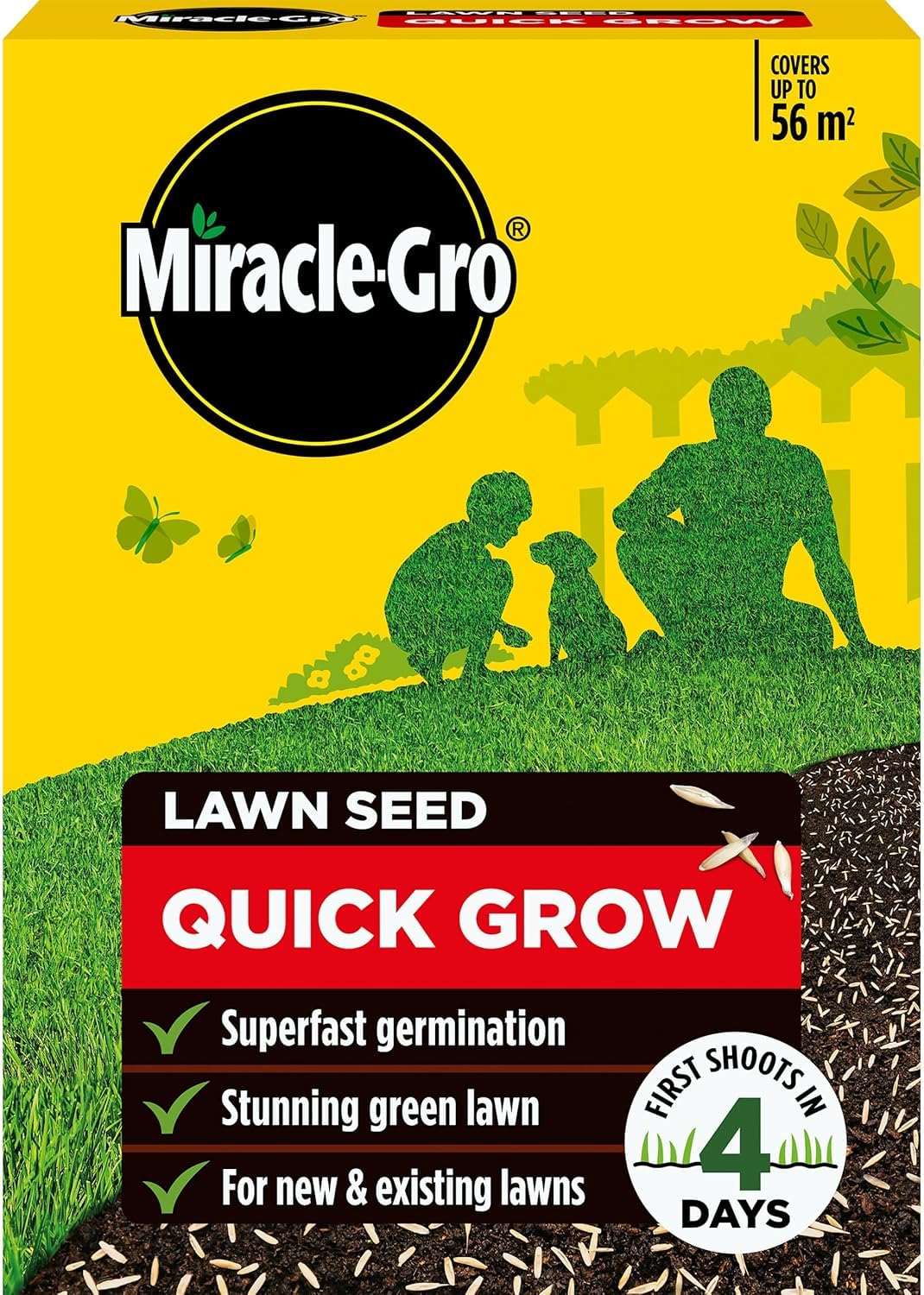 Miracle Gro Quick Grow Lawn Seed 1.6kg 56m² Fast Germination New Lawn Seed