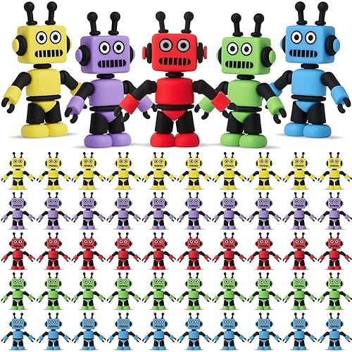 50 Pcs Colorful Mini Robot Figure Toy Tiny Robot Figurine