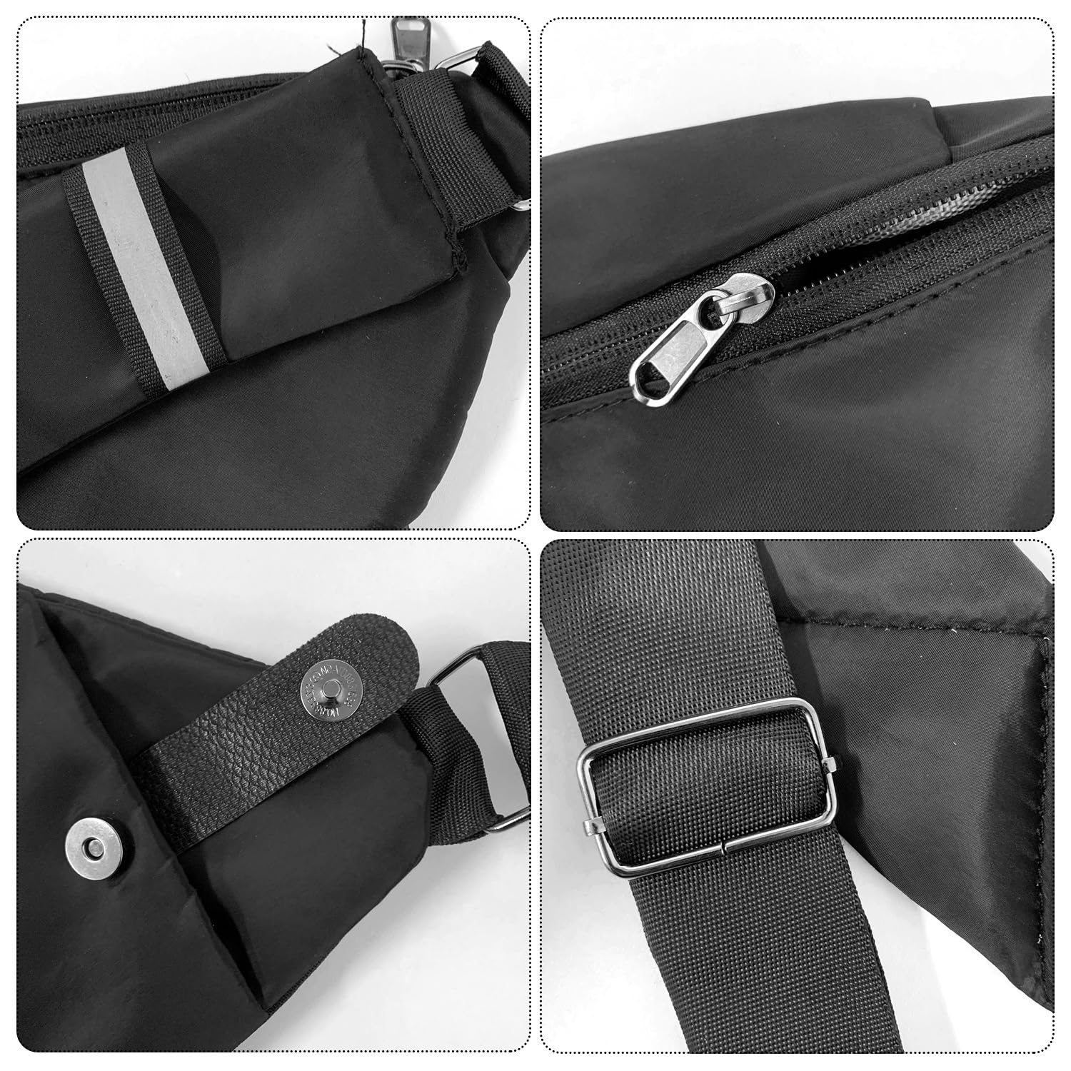 1 bolso de hombro antirrobo, bolso antirrobo para hombres y mujeres, bolso de hombro de viaje, bolso ajustable, bolso bandolera, bolso de honda, bolsa de hombro individual (negro), Negro