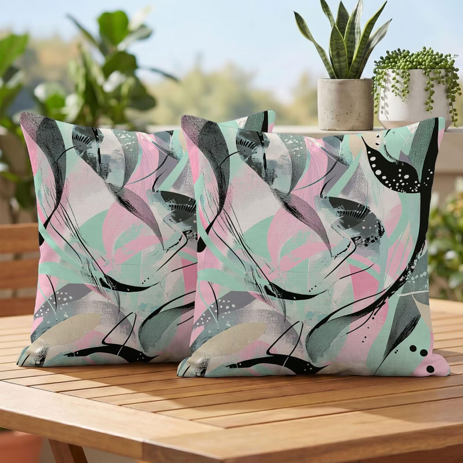 Coussin extérieur imperméable 60x60 en lin rétro pour sublimer votre salon de jardin
