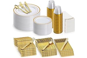 AOZITA 350-Piece Plastic Plates for Party of 50 Guests