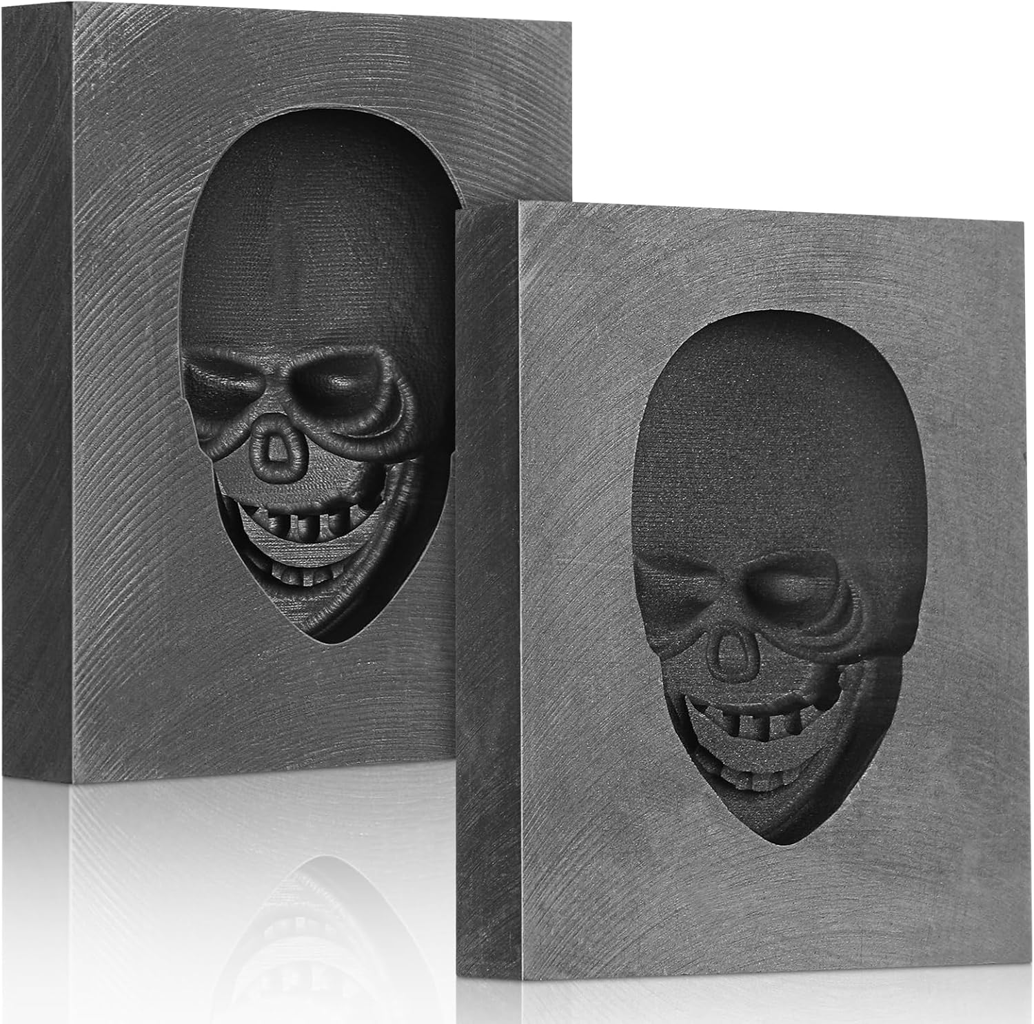 jojofuny 2pcs Skull Head Graphite Casting Ingot Molds, High-Density Metal Smelting Mold for Gold, Silver, Copper, DIY Jewelry Making, Artistic Creations, 2.36 x 1.96 x 0.39 Inch, Black