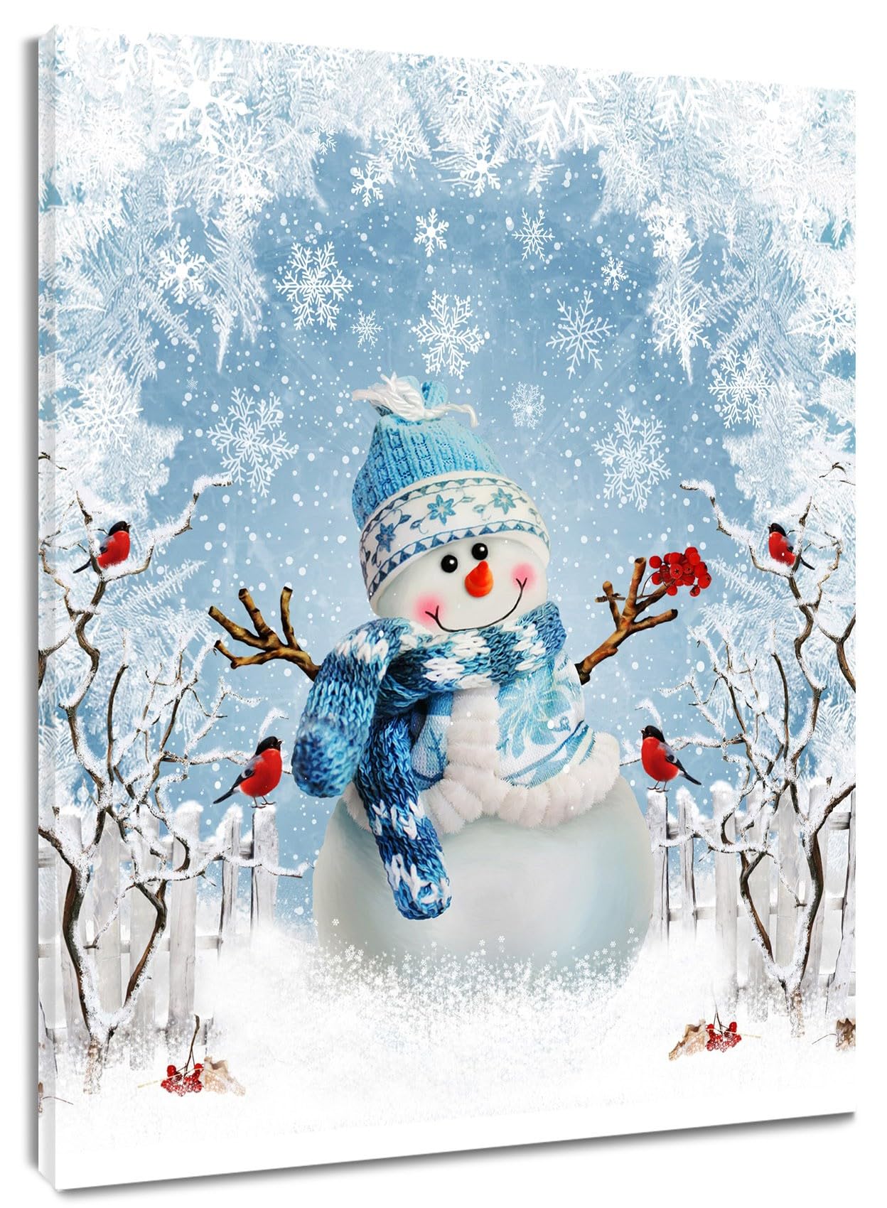 Mfault Winter Wall Decals - Cartoon Mouse & Snowman Stickers (Blue Snowflake Theme)