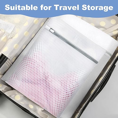 Miniatura 6 de Bolsas de lavandería de malla de panal mejoradas, bolsas de lavandería duraderas de 12 x 16 pulgadas con cremallera resistente para prendas