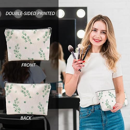 Miniatura 4 de Bolsa de maquillaje de hojas verdes, bolsa de cosméticos florales de hojas verdes para mujeres, regalos para amantes de las plantas, regalos para