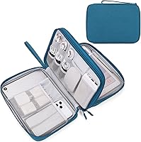 Vista 33 de FYY Organizador para cosas electrónicas, para viajes, para cables, cargadores, celular y auriculares, estuche portátil, impermeable, doble capa
