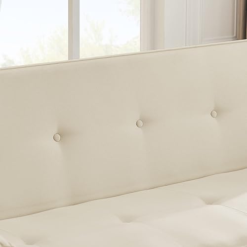 Miniatura 7 de Anwick Sofá cama de tela moderna, sofá cama convertible con 2 almohadas y reposabrazos, sofá reclinable plegable de 75 pulgadas con patas de madera