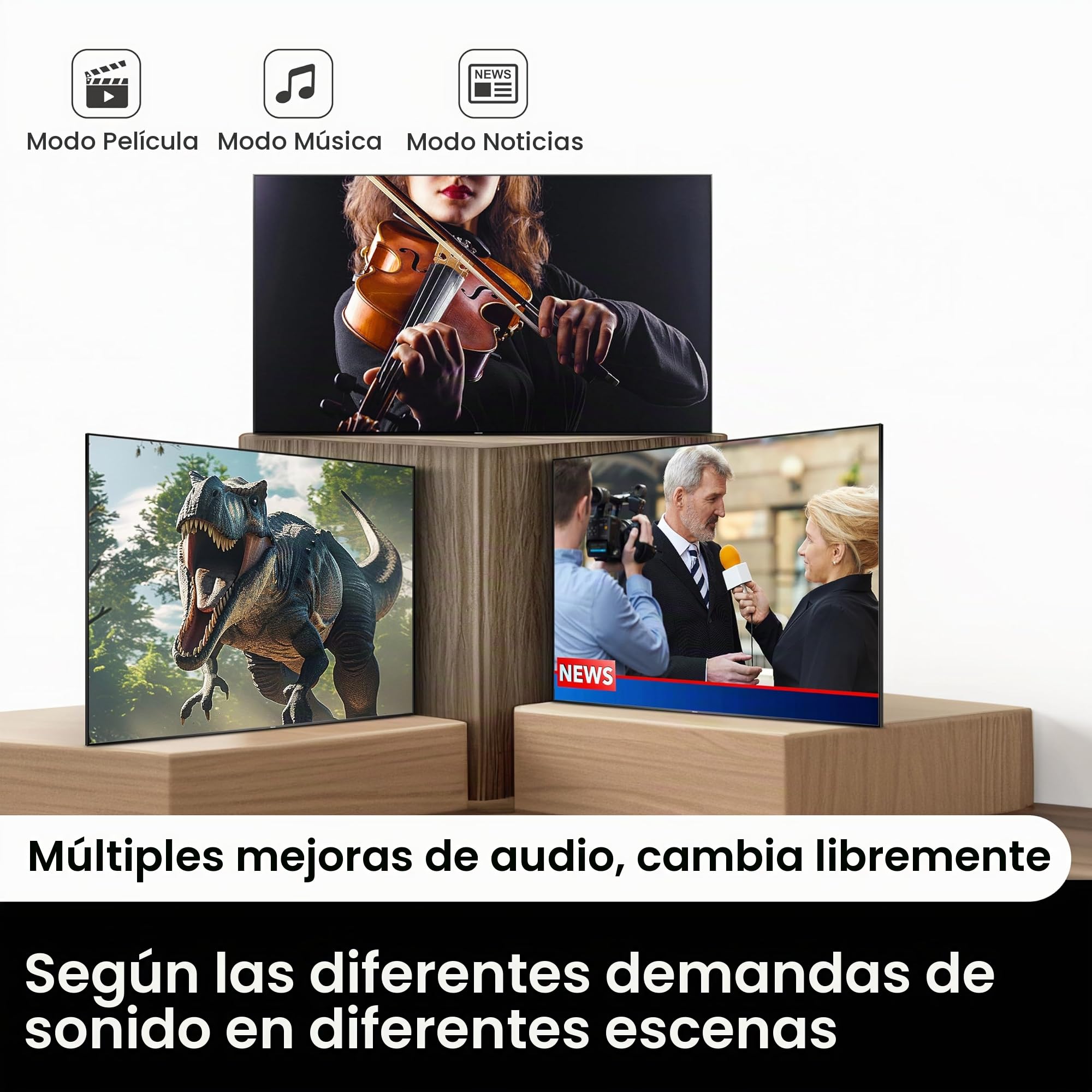 Hisense HS214 Barra de sonido de 2.1 canales, Con Subwoofer integrado, 108 W, Diseño Compacto todo en uno con Bluetooth, DolbyTV, HDMI ARC/Optical/AUX/ Audio, Roku USB, 3 modos EQ, Multicolo