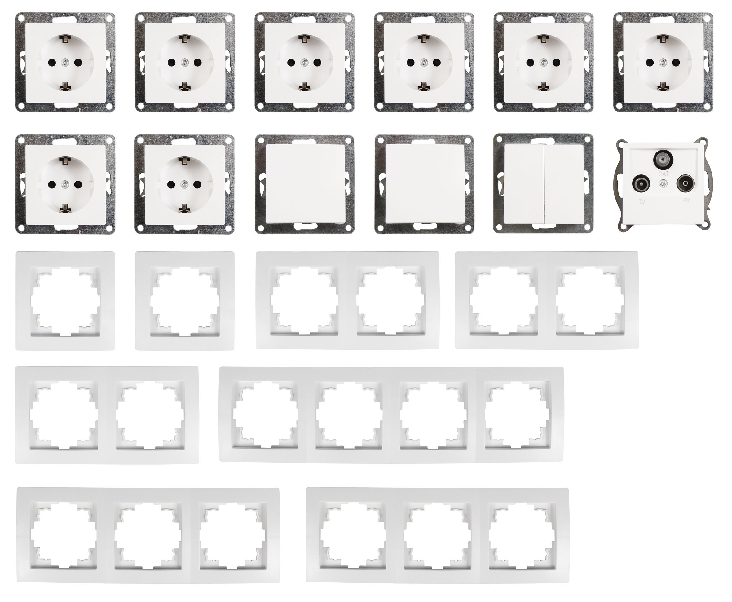 Schalter und Steckdosen-Set FLAIR "Wohnlandschaft", 20-teilig, weiß