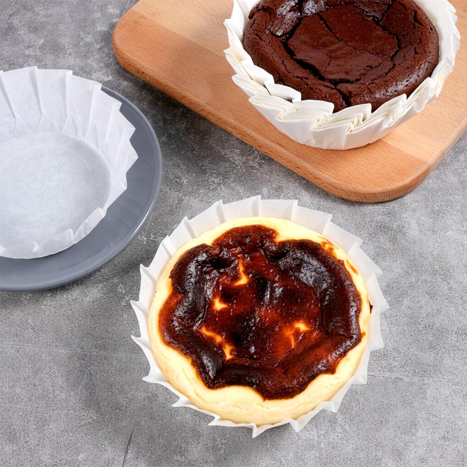 50 PCS Basques Cake Paper, 4 Inch Disposable Round Parchment Liners, Non-Stick Muffin Cupcake Liners Wrappers Oil Paper for Baking Cheesecake Cake Pan Oven Air Fryer - Image 4