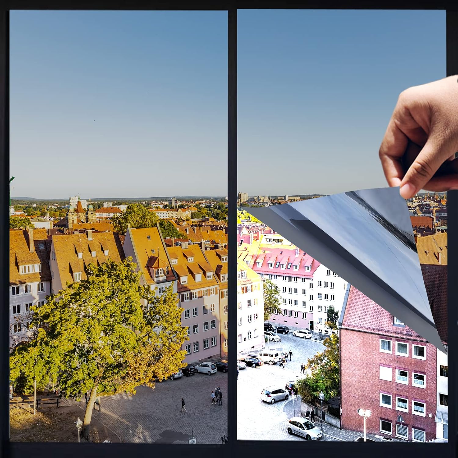 One Way Privacy Window Film,Premium PET Material,Daytime Reflective Heat Control Anti UV Door Sticker,Window Tint for Home Office Living Room,Saturn Grey,27.6 Inch x 16.4 Feet Saturn Gray 27.6 Inch x 16.4 Feet