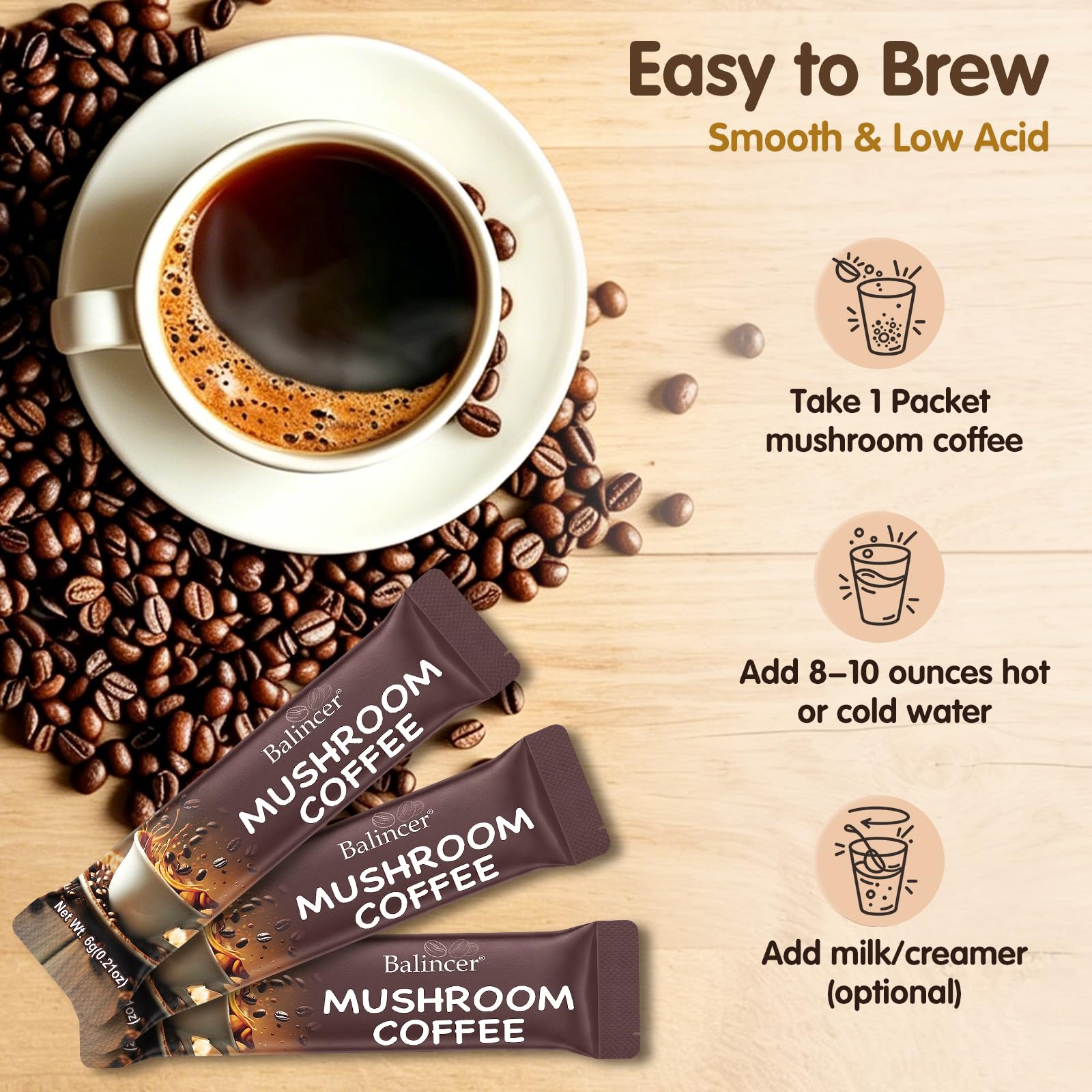 Instant Mushroom Coffee Packets with Adaptogens & Superfoods, 30 Packets — Amazon image 5
