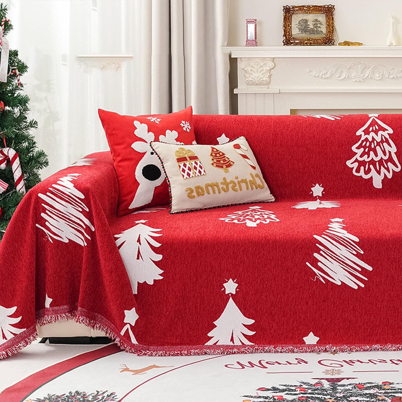 Plaid de canapé sur le thème de Noël housse de canapé d'angle en L antidérapante