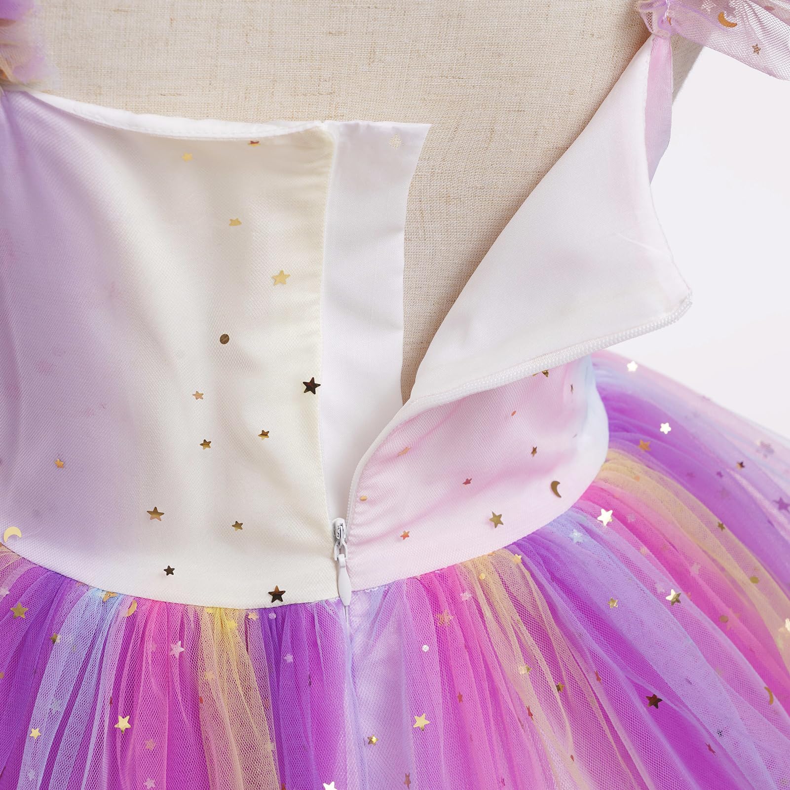 IBTOM CASTLE Kleinkind Mädchen Geburtstag Party Kleid Flatterärmel Blumenstickerei Tüll Kleid Blumenmädchenkleid Hochzeit