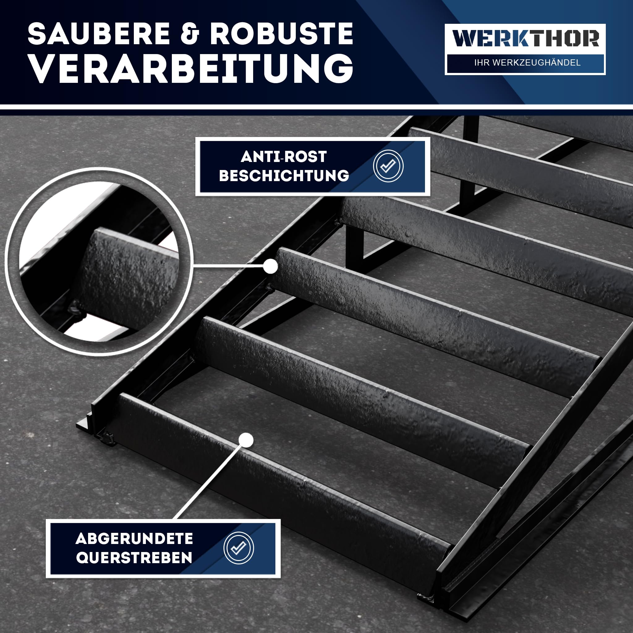 WERKTHOR hydraulische Auffahrrampe PKW - [2er Set] Auffahrrampen mit Sicherheits-/ Überdruckventil [<4T] - Höhenverstellbare Rampe Auto - Hebebühne Auto