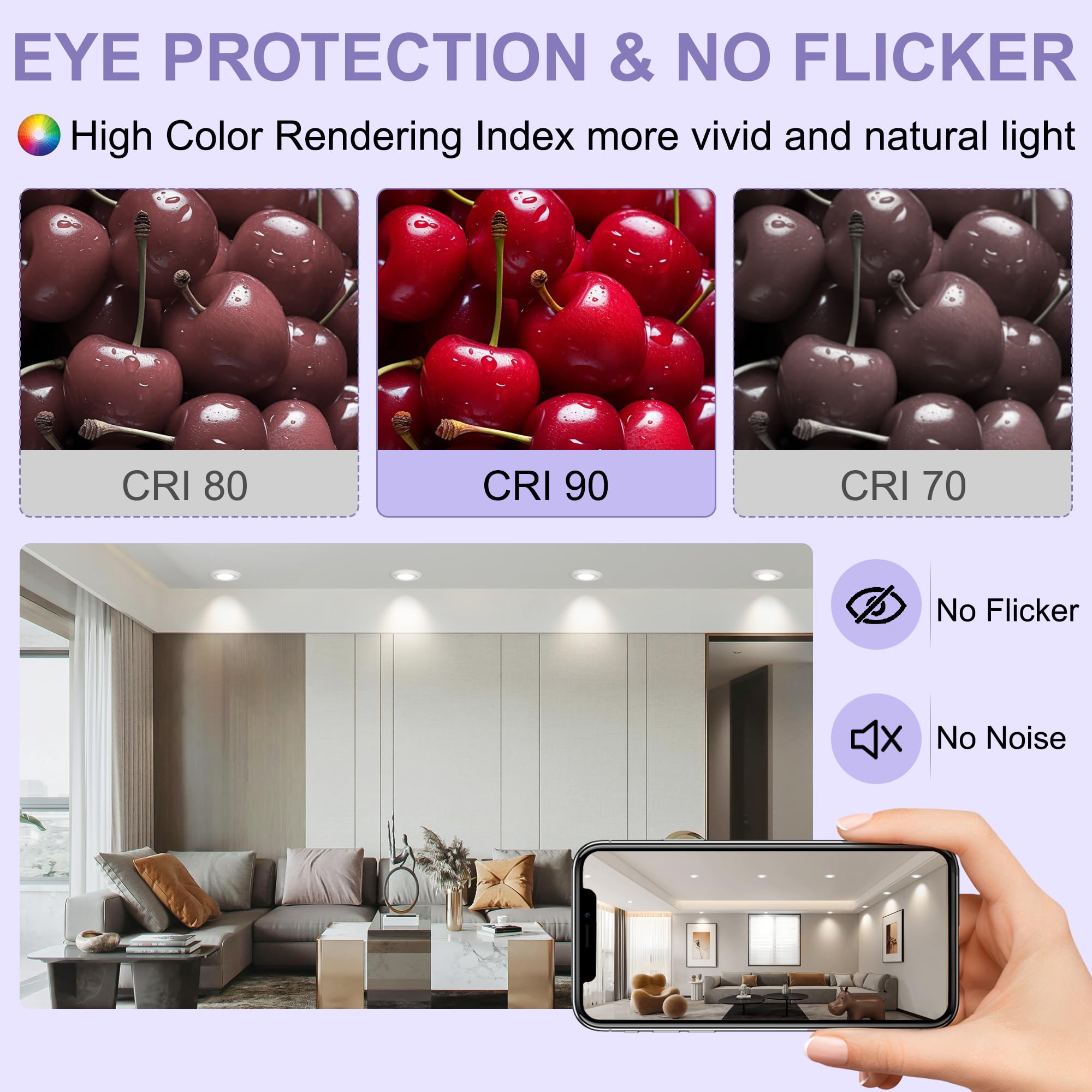 LED Einbaustrahler 230V Dimmbar 68mm 5.5W IP44 LED Spots Ultra Flach Deckenspots 45° Schwenkbar Einbauleuchten 3000K/4000K/6000K Spots Deckenleuchte für Bad Wohnzimmer Küche, Weiß 6er Set