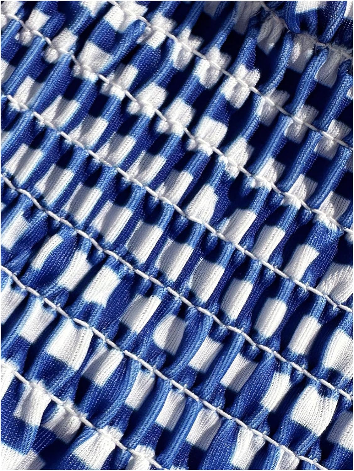 GORGLITTER Women's Gingham Strapless High Waisted Bikini Sets Cute Bandeau Two Piece Swimsuit Smocked Bathing Suit - Image 5