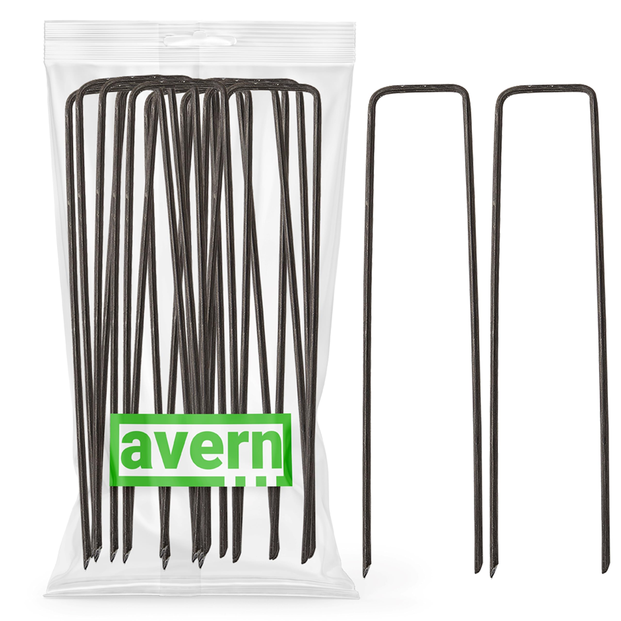 Avern 50 pack of 6 inch Garden Securing pegs for weed fabric, netting, fleece, groundsheets, landscape fabrics, polythene sheeting, chicken wire, membrane (50, 6"/150mm, Steel)