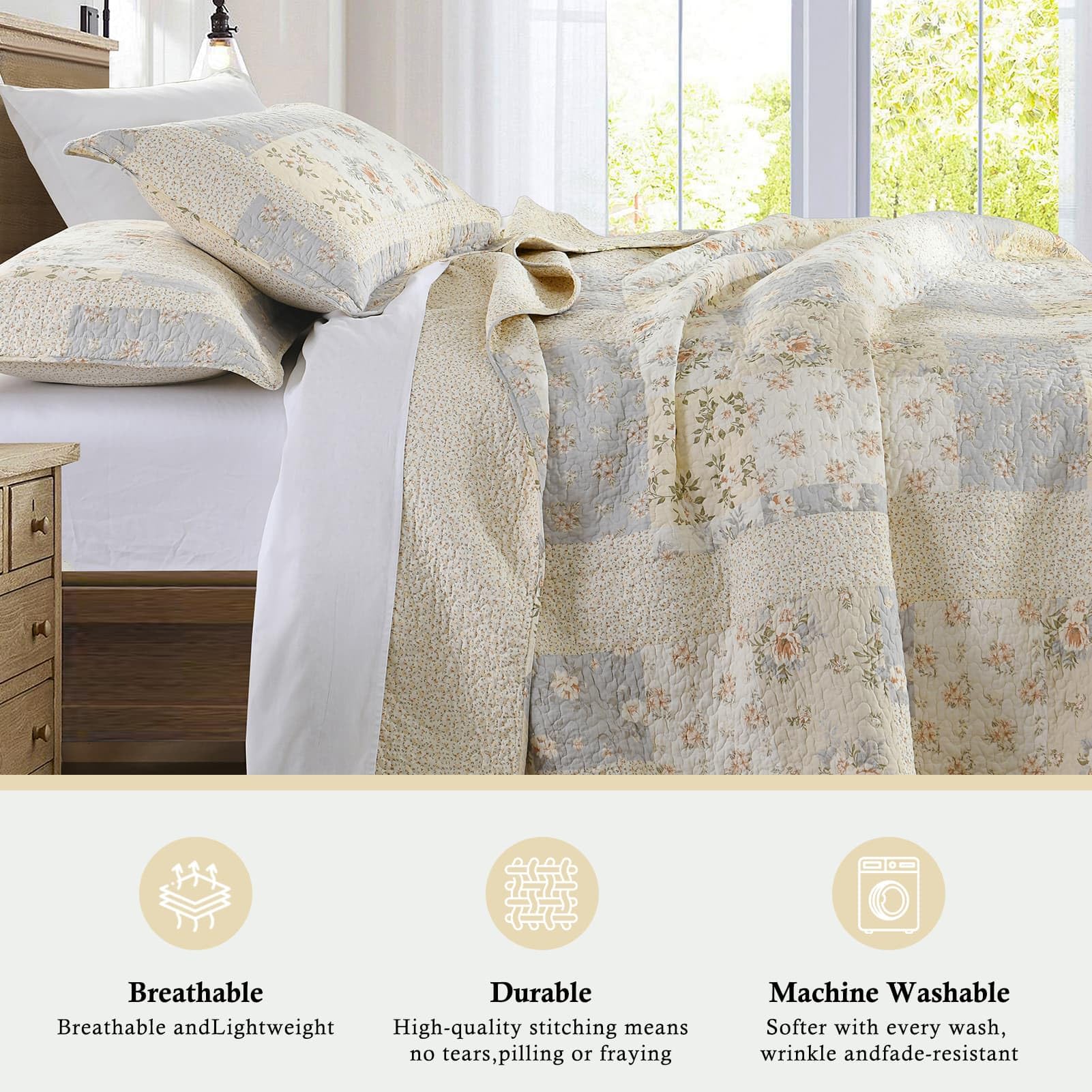 Amazon｜QuiltMuse コットンキングベッドスプレッド 120インチx120