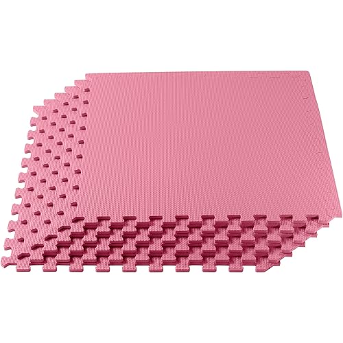 We Sell Mats 3/8 Inch Thick Multipurpose Exercise Floor Mat with EVA Foam, Interlocking Tiles, Anti-Fatigue for Home or Gym, 24 in x 24
