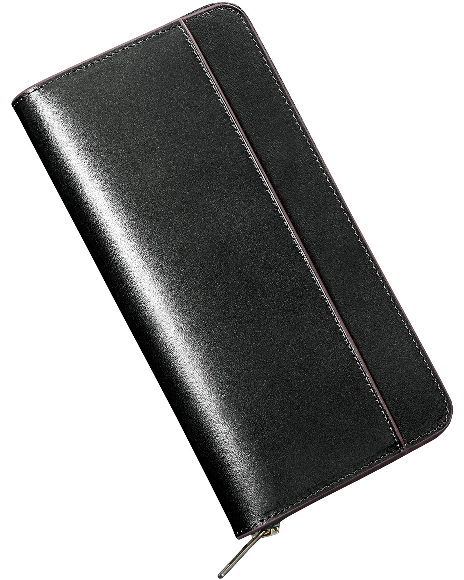 ACLUO Men's Long Wallet, Tochigi Leather, Made by Leading Leather Craftsmen, Large Capacity, Genuine Leather, YKK Zipper, Leather Wallet, For Men, Leather, Nagai, Popular Brand, Gift (Coffee), Black :